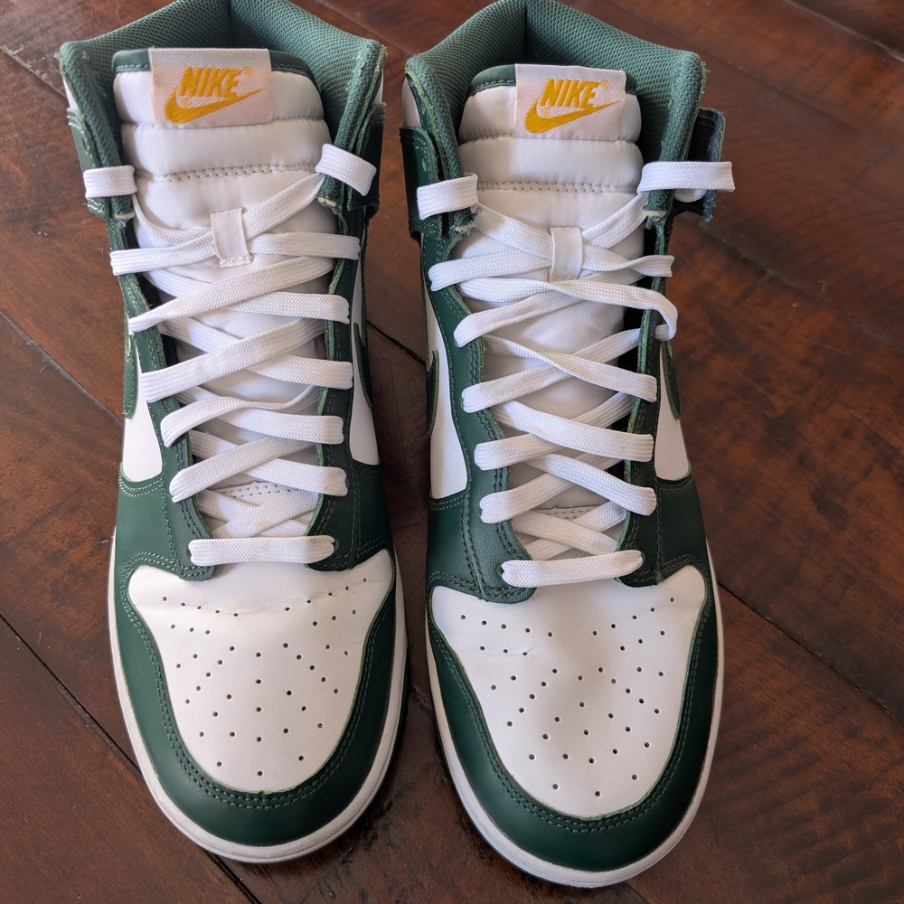 Nike Green and White High-Top Sneakers